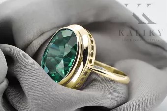 Смарагд 14K жълто злато Пръстен Винтидж бижута vrc285y